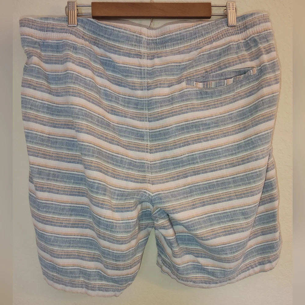 Old Navy Linen Blend Shorts Mens XL Blue Pink White Pastel Coastal Relaxed‎ Fit